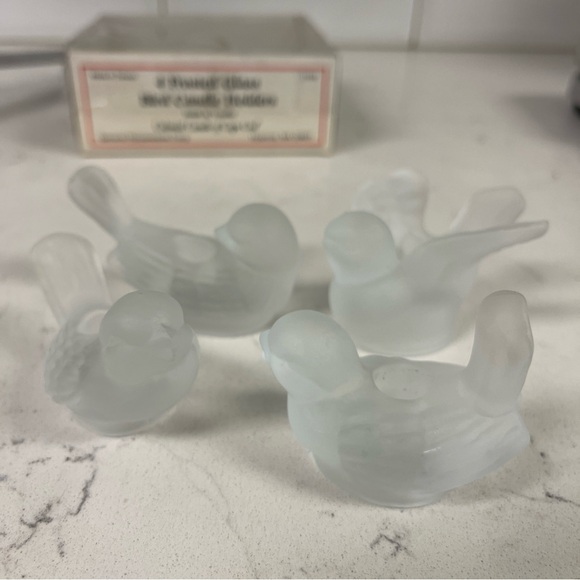 Vintage Set 4 Colonial Candle Cape Cod Small Frosted Glass Bird Candle Holders - Picture 14 of 16